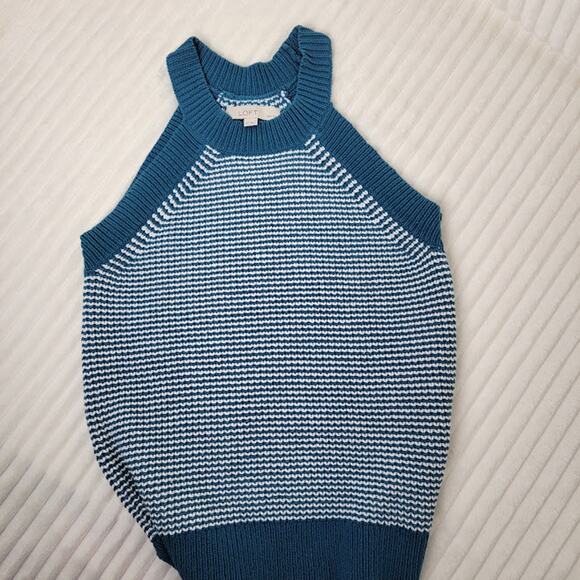Ann Taylor Loft Teal White Knit Sweater Tank Women’s Small P Dark Academia - Picture 5 of 8
